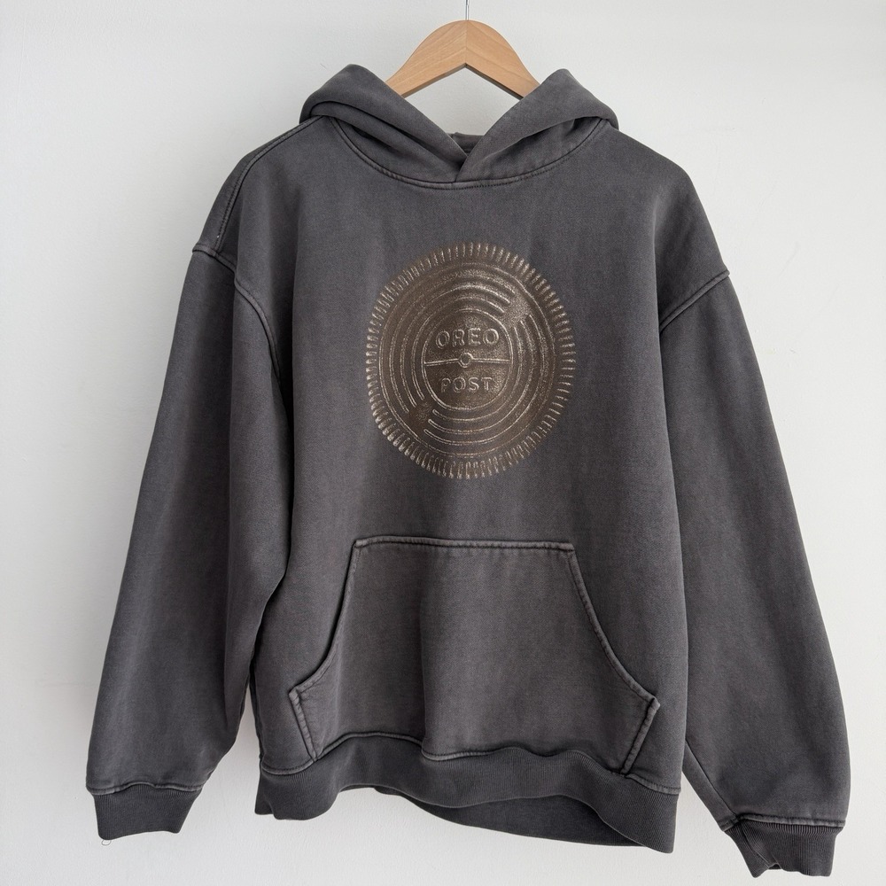 Post Malone Oreo Hoodie Mens Large Gray Posty Co Cookie Sweatshirt Pullover